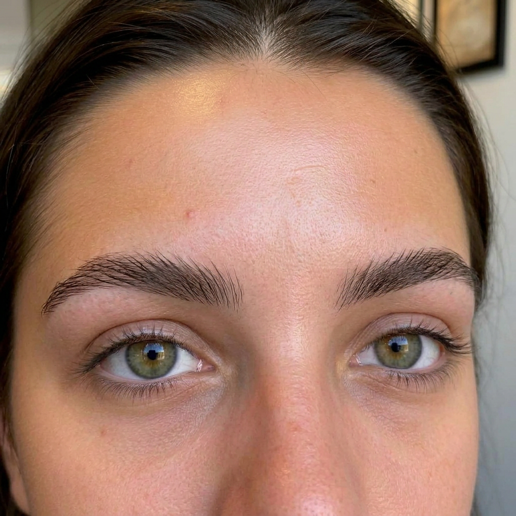 Full brushed-up brows after lamination and tinting at Bare Elegance in Welland