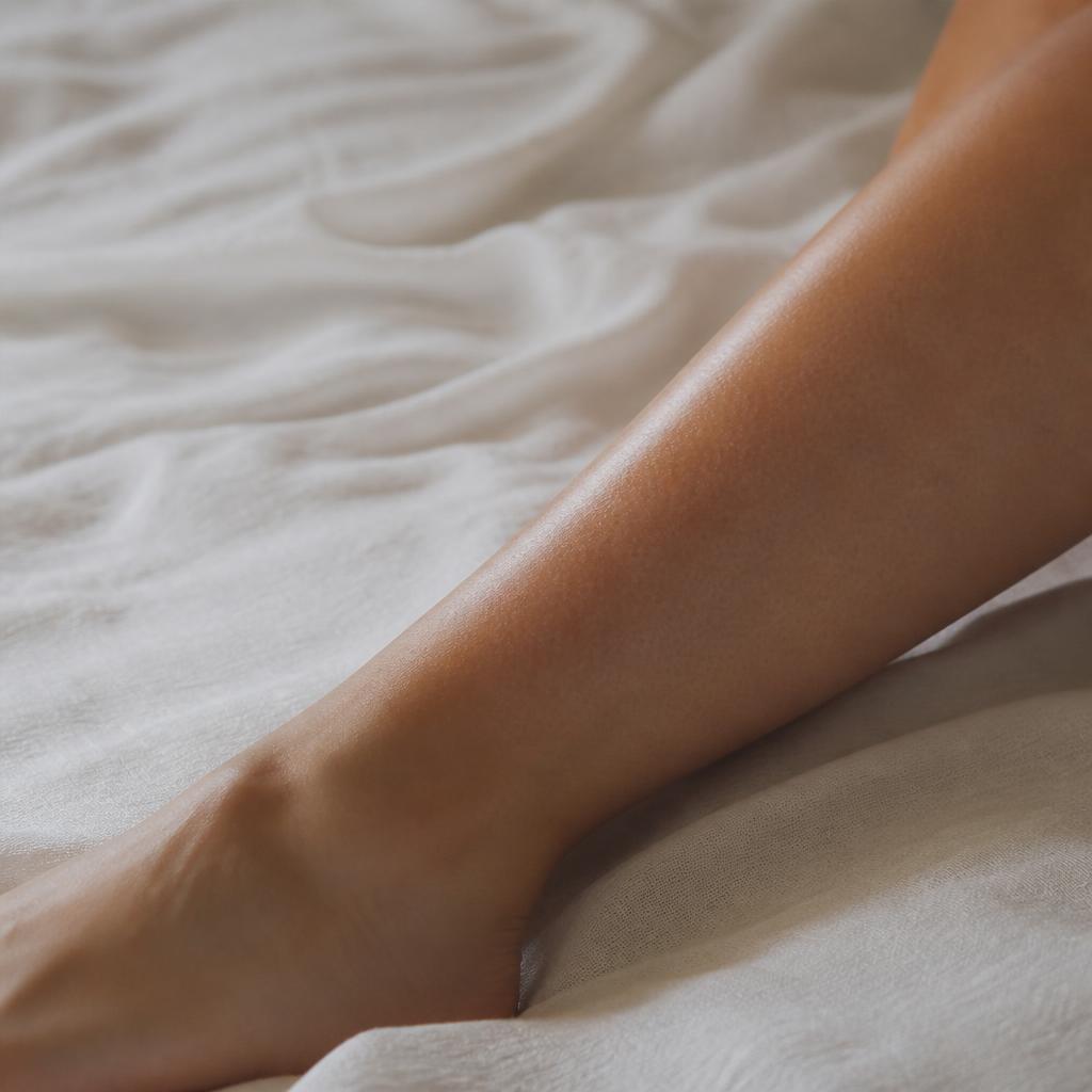 Smooth leg immediately after a full-leg sugaring appointment at Bare Elegance in Welland
